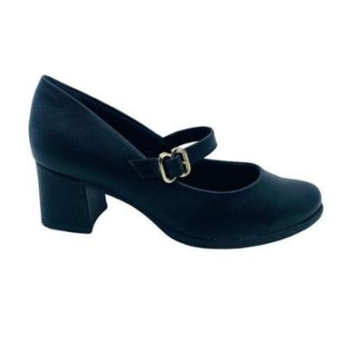 Imagem de Sapato Piccadilly Mary Jane Salto Bloco Médio Preto 654063 - Preto 40-Feminino