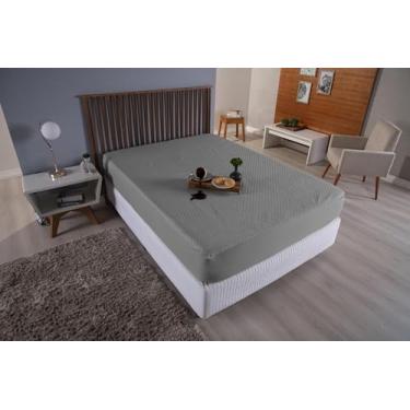 Imagem de Capa Protetora/Protetor de Colchão Impermeável - Antialérgica e Antibacteriana - Vários Tamanhos - Matelassê Impermeável Quadriculado (Cinza, King)