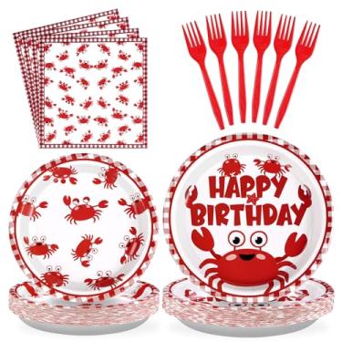 Imagem de Grencian 96 Peças De Decoração Para Festa Aniversário Com Caranguejo, Pratos E Guardanapos Descartáveis, Utensílios Papel Chá Bebê, Piquenique, Churrasco, Frutos Do Mar Cozidos, Suprimentos Aniversá