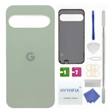 Imagem de Pixel 9 Substituição de vidro traseiro para Google Pixel 9 5G tampa traseira de vidro porta de bateria à prova d'água e kit de ferramentas de reparo profissional (Wintergreen)
