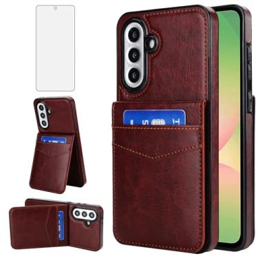 Imagem de Asuwish Capa de telefone para Samsung Galaxy A56 5G com protetor de tela de vidro temperado e suporte para cartão de crédito capa carteira suporte acessórios de celular de couro A 56 56A LTE SM-A566V