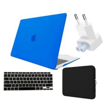 Imagem de Kit Capa Case Macbook AIR 13 A2337 Chip M1 A2179 + Protetor Teclado + Neoprene + Plug Adaptador (Azul Royal Fosco)