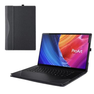 Imagem de RUNMEIJIA Capa para laptop ASUS ProArt P16 (H7606) 40.6 cm [não é compatível com nenhum outro modelo] 2 em 1 capa removível de couro PU para notebook (preto)