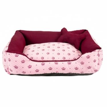 Imagem de Cama pet shop grande (G) caminha para cachorro gato fundo impermeável lavavel com zíper(Coroa Vinho (G))