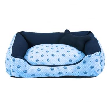Imagem de cama pet lavavel luxo cama para cachorro grande (G) caminha de cachorro fundo impermeal + ossinho (Coroa Azul (G))