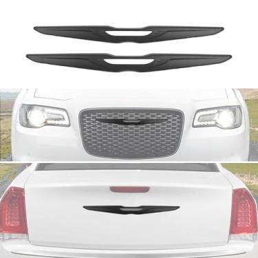 Imagem de CheroCar Capa de emblema da grade do para-choque dianteiro compatível com Chrysler 300 300C 2015-2025 e acessórios externos, preto fosco