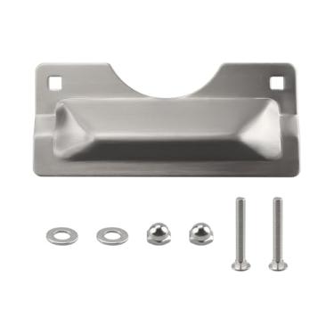Imagem de U 9496 7.6 cm x 17.8 cm Capa de placa de proteção de trinco, placa de segurança de porta de aço inoxidável, fácil de instalar, protege contra entrada forçada (prata) (1 pacote)