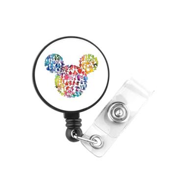 Imagem de PLITI Presente de rato de desenho animado para viagem de férias, presentes do Reino Mágico, carretel de crachá de cabeça de rato para enfermeira médica (emblema de cabeça de casa)