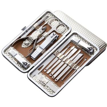 Imagem de Conjunto profissional de manicure - Kit de pedicure em aço inoxidável com alicate e cortador para paroníquia | Ferramentas para cuidados com as unhas em casa e salão, P