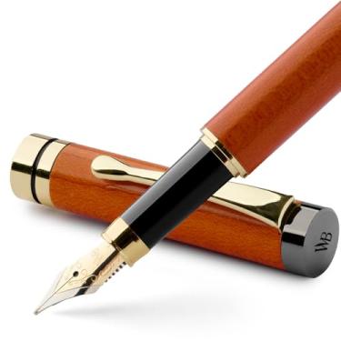 Imagem de Wordsworth & Black Conjunto de canetas-tinteiro, madeira de bambu de luxo – ponta fina, estojo de presente; inclui 6 cartuchos de tinta, conversor de refil de tinta, diário, caligrafia; desenho,