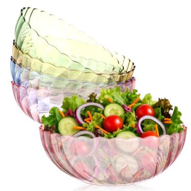 Imagem de MAQUITA Pacote com 4 tigelas de plástico, tigelas de mistura de salada, resistente a quebras de 1,771 g para salada, frutas, pipoca, batata frita e molho (4 cores)