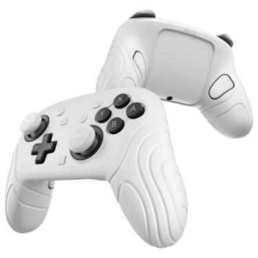 Imagem de PlayVital for Nintendo Switch 2 Pro Controller Silicone Cover – Samurai Edition Protective Skin Case for Switch 2 Pro Controller with Back Button Caps & Thumb Grips & Stickers, Shockproof - White