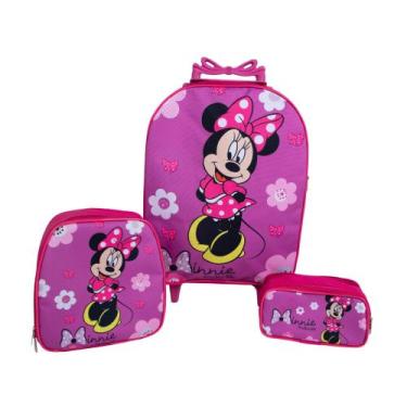 Imagem de Kit Mochila Infantil Minie Flores Rosa - DB