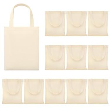 Imagem de Phicorn Sacolas de lona simples – Pacote com 12 bolsas pequenas de algodão em branco de 22,4 x 28 cm para artesanato DIY, pintura, sacolas de presente e uso diário