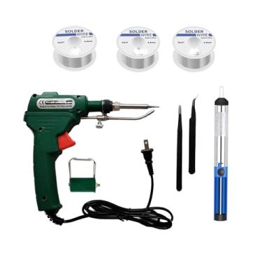 Imagem de LEQUPZOS Kit De Pistola Solda, 60 W, Ferro Solda Com Ferramenta Manual Automática, Fio Estanho E Pinça, Fios Para Reparo Retrabalho Placas Circuito Elétrico, Aquecimento Interno