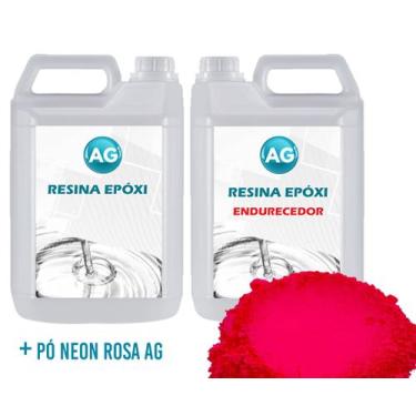 Imagem de Resina Epóxi 1KG + Pó Neon Rosa AG - Resinas ag