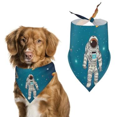 Imagem de Cachecol com estampa de astronauta do foguete espacial sideral cachecol triângulo de poliéster - tamanho único (70 x 30 cm)