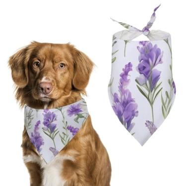 Imagem de Cachecol triângulo de poliéster estampado com flores de lavanda - tamanho único (70 x 30 cm)