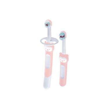 Imagem de Kit 2 Escova Dental Bebê Infantil Mam Learn To Brush 5+ Meses Rosa