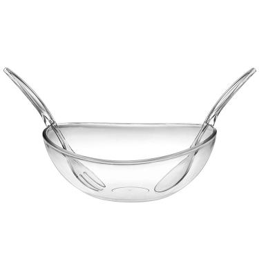 Imagem de Saladeira L’Hermitage Breakfast em Acrílico 32 x 25 cm com 2 Talheres - Transparente