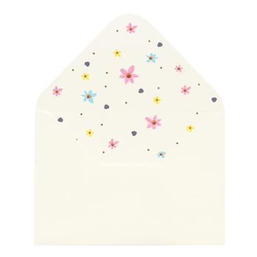 Imagem de Envelopes A7 - Envelope de papel kraft branco com aba em V com forro de impressão floral, envelopes A7 para cartões de 12,7 x 17,8 cm - para casamento, convites, chá de bebê, aniversário, chá de