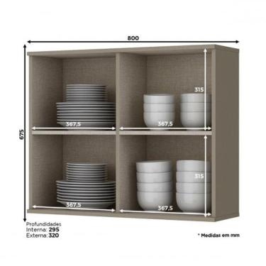Imagem de Armário Aéreo 2 Portas Vidro 80cm Connect Duna - Móveis Henn Duna