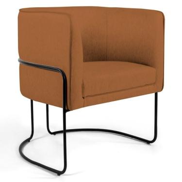 Imagem de Poltrona Decorativa Base Aço Betina C-262 Veludo Telha - Domi