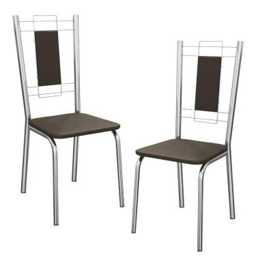 Imagem de Kit 2 Cadeiras Cromada Sala Jantar 2c005cr Corino Kappesberg Marrom