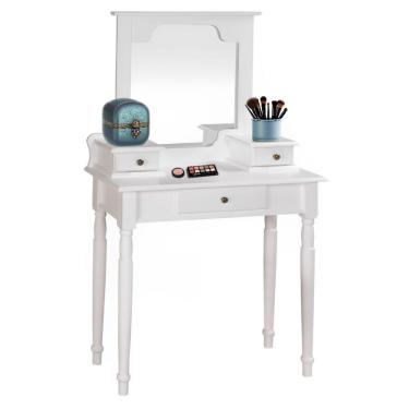 Imagem de Penteadeira Com 3 Gavetas Pés Torneados - Branco Laca