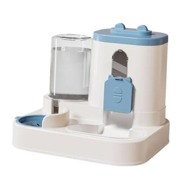 Imagem de Fenteer Alimentador e bebedouro automático para animais de estimação, suprimentos para animais de estimação 2 em 1, alimentador antiderrapante para gatos, Azul