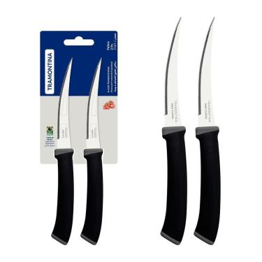 Imagem de Conjunto De Facas Tomate Tramontina Felice Lâminas De Aço Inox E Cabos Polipropileno Preto 02 Peças Tramontina