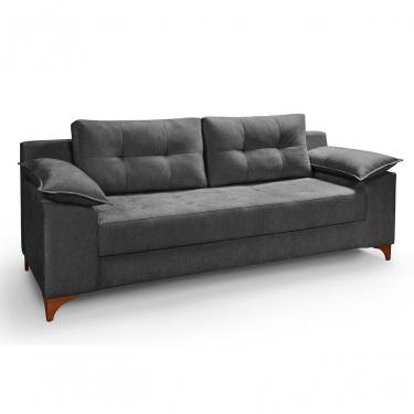 Imagem de Sofá Ibiza 3 Lugares 2,22m Casal Luxo Aveludado Premium Chumbo 208