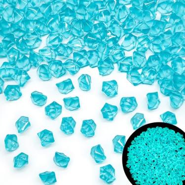 Imagem de Kaiyuan Dynasty 500 peças 11-14 mm Bule cristal falso gelo pedra luminosa pedra de cristal artificial pedra de gelo triturado acrílico para enchimento de vasos decoração de aquário decoração de casa