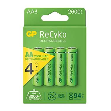 Imagem de Pilha Recarregavel AA GP Recyko Bateria 2A 2600mAh Pequena 4 unidades