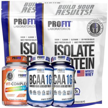 Imagem de 2X WHEY ISOLADO 900G l 2X BCAA 60 TABS l 1X MULTIVITAMÍNICO VIT COMPLEX 90 CÁPSULAS l PROFIT-Unissex