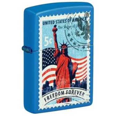 Imagem de Zippo Stamp of Liberty Design Isqueiro de bolso fosco azul celeste