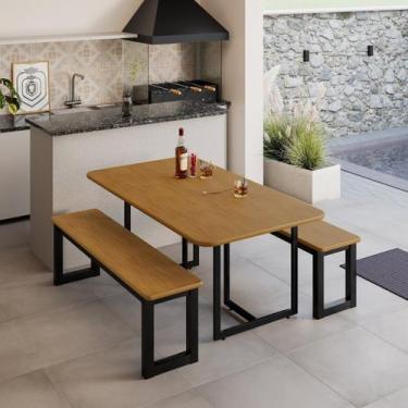 Imagem de Conjunto 160x90cm Tampo em Mdf com 2 Bancos Imperatriz - Art Panta