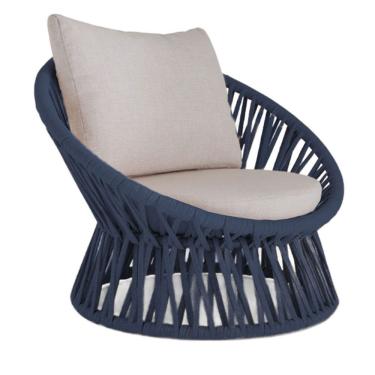 Imagem de Poltrona Area Externa Monza Alumínio Pintura Corda Náutica Azul Marinho