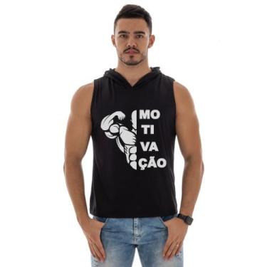 Imagem de Camiseta Regata De Academia Com Capuz Leve E Confortavel Estampada Mot