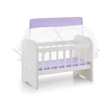 Imagem de Brinquedo Berço de Boneca Lilás com Colchão Véu Mosquiteiro - Compmove