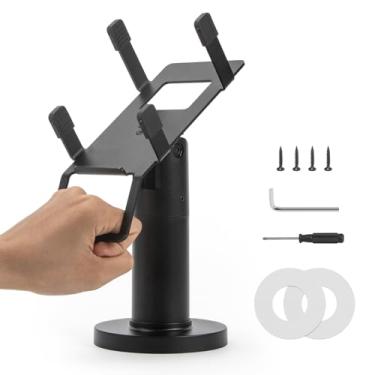 Imagem de CRIZISTON Suporte de terminal quadrado para Pax A80 – Suporte de terminal POS giratório e inclinado de 18 cm de altura com instalação rosqueada/adesivo (kits completos), suporte para máquina de leitor