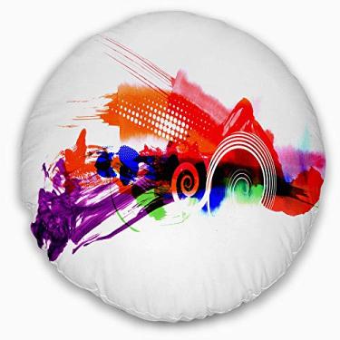 Imagem de Designart Splashes of Colors' Abstrato Manta Redonda Sala de Estar, Sofá, Almofada + Capa de Almofada Estampada em ambos os lados 50,8 cm