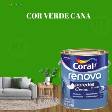 Imagem de Tinta Parede Verde Acrílica Fosca Coral Renova 3,2L, VERDE CANA