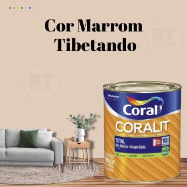 Imagem de Esmalte Sintético Base Água Coral Coralit 800ml Tinta Cor Marrom Aceti
