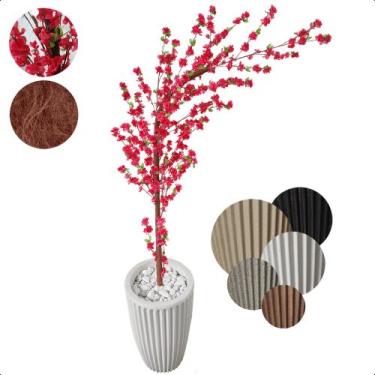 Imagem de Árvore Cerejeira Curvada Pink Artificial Com Vaso Grande - Flor de Men