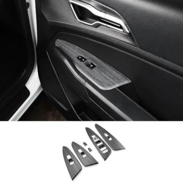 Imagem de JUIVEEL Tampa do painel do interruptor da janela interior do carro, tampa do botão de controle de vidro da porta lateral compatível com acessórios Kia Sportage NQ5 2023-2024 (estilo grão de madeira)