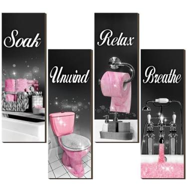 Imagem de Decoração de banheiro, arte de parede, placa suspensa em madeira Honos