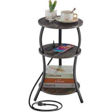 Imagem de Mesa lateral YEAKOO pequena estação de carregamento redonda de 3 nívei