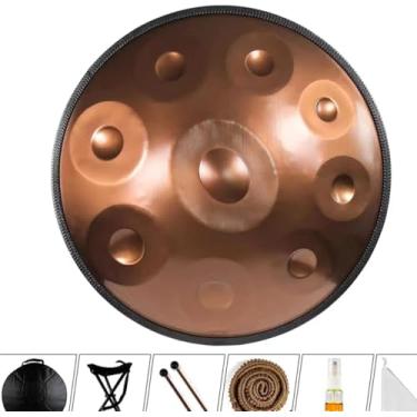 Imagem de 9-12 Notas 22inch Purple Performer Em Ré Menor 432hz Handpan Steel Drum Com Suporte De Handpan, Caixa De Handpan, Blue, 10 tones