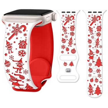 Imagem de Melyis Pulseira de silicone de Natal compatível com Apple Watch 42 mm (série 3 2 1) de 46 mm, 45 mm, 44 mm e 49 mm, unissex, pulseira fofa de Natal para Apple Watch séries 10, 9, 8, 7, 6, 5 e 4 SE